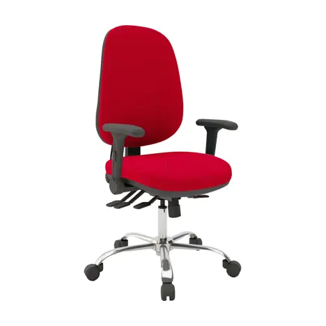 Multi-functional High Back Task Chair - Chrome Base - Folding Arms - Redstone